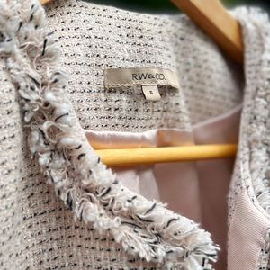 RW&CO. Light Pink, Black, and White Blazer with Fringe Detailing